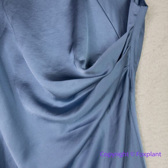 New! White House Black Market Sleeveless Satin Slip Dress‎ in blue, size 8 - Picture 13 of 14